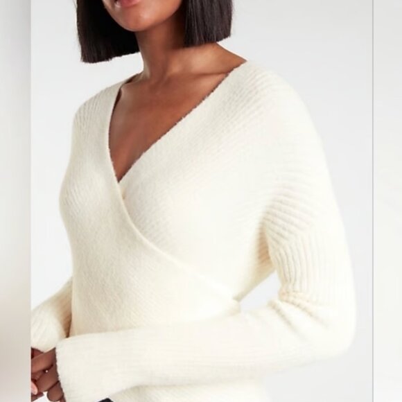 Express Ribbed Wrap Front Sweater - Picture 1 of 8